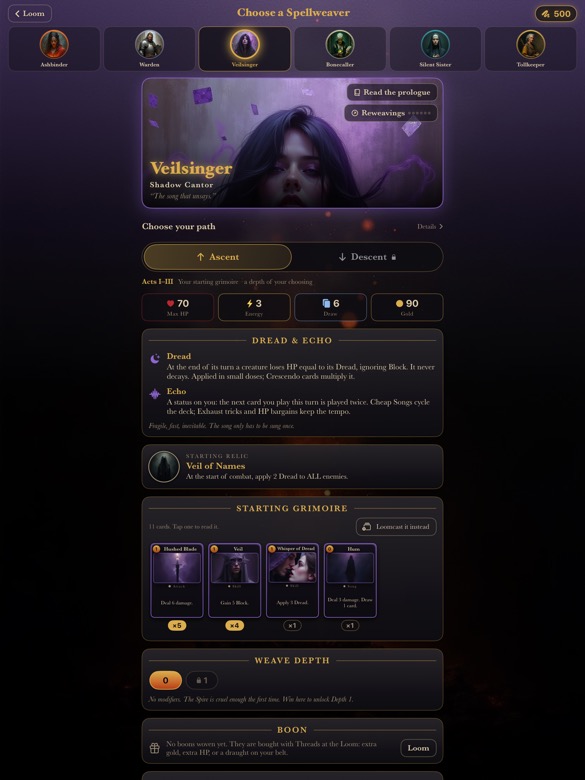 Choose your weaver — iPad screenshot